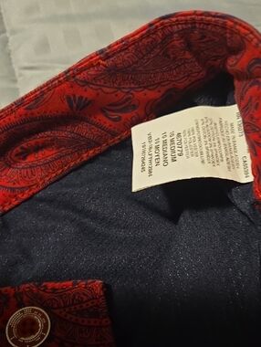 Lee Red Paisley Trim Shirt with Navy Accents